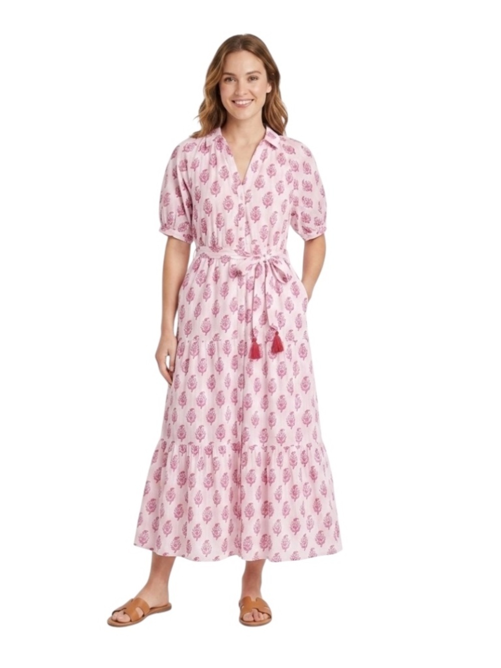 Roller Rabbit x Target Block Print Maxi Dress M Pink Coastal Boho Garden Party